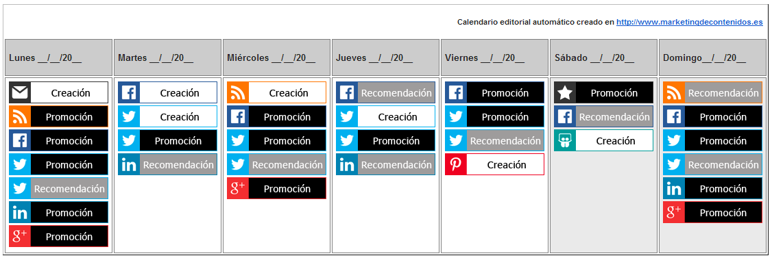 Ejemplo de calendario editorial